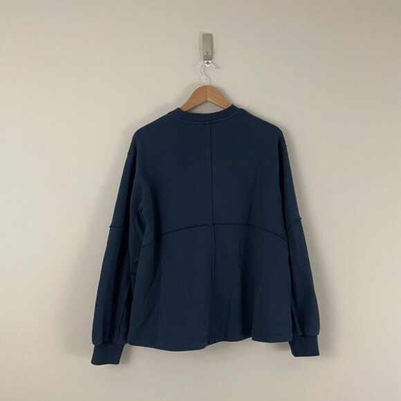 Sweaty Betty Revive Ruffle Hem Navy Athleisure Sweatshirt Size Small - Picture 2 of 7